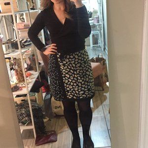 J. Crew Factory Mixed Print Faux Wrap Skirt